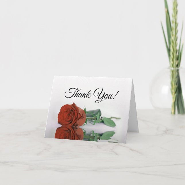 Elegant Rust Orange Rose Wedding Photo Inside Thank You Card (Front)
