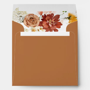 Elegant Rust Orange Watercolor Bridal Shower Envelope