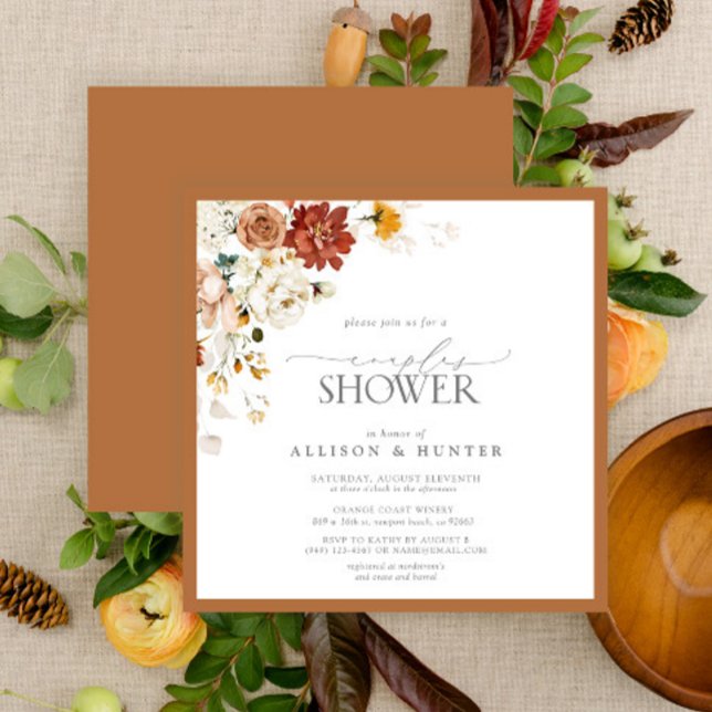 Elegant Rust Orange Watercolor Couples Shower Invi Invitation (Creator Uploaded)