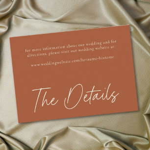 Elegant Rust Terracotta Minimalist Wedding Enclosure Card