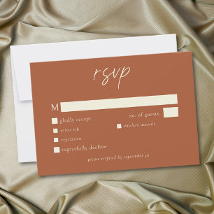 Elegant Rust Terracotta Minimalist Wedding RSVP Card