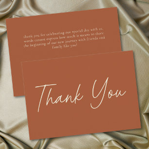 Elegant Rust Terracotta Minimalist Wedding Thank You Card