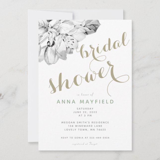 Elegant Rustic Apple Art Drawing Bridal Shower Invitation (Front)