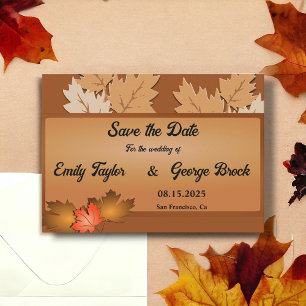 Elegant Rustic Autumn Leaves Fall Floral Wedding Save The Date
