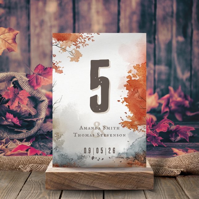 Elegant rustic autumn wedding table number (Creator Uploaded)