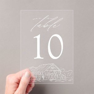 Elegant Rustic Barn Acrylic Wedding Table Number
