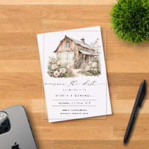 Elegant Rustic Barn Save the Date  Acrylic Invitations