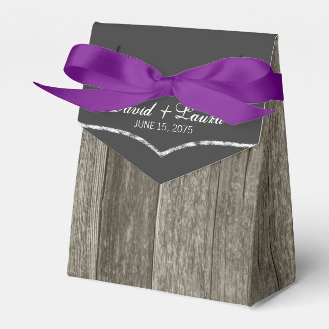 Elegant Rustic Barn Wood Chalkboard Wedding Favor Box (Front Side)