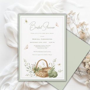 Elegant Rustic Basket Greenery Bridal Shower Invitation