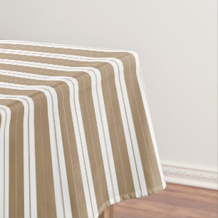Elegant Rustic Beige Brown French Stripe Tablecloth