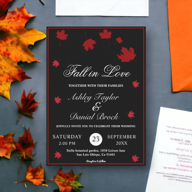 Elegant Rustic Black And White Chic Fall Wedding Invitation (Creator Uploaded)