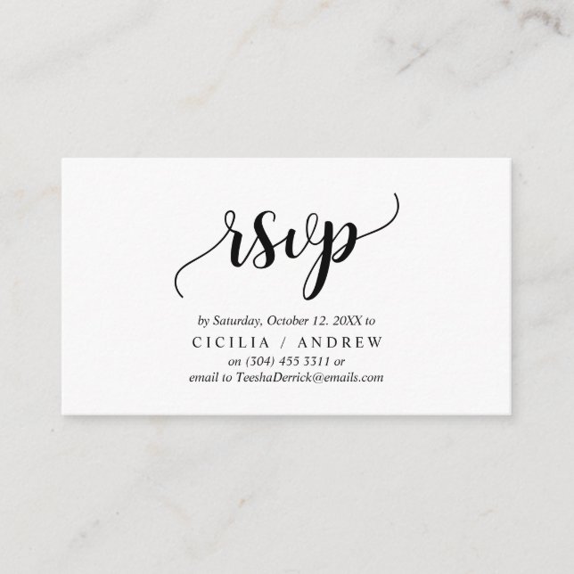 Elegant Rustic Black, Invitation RSVP, répondre (Devant)