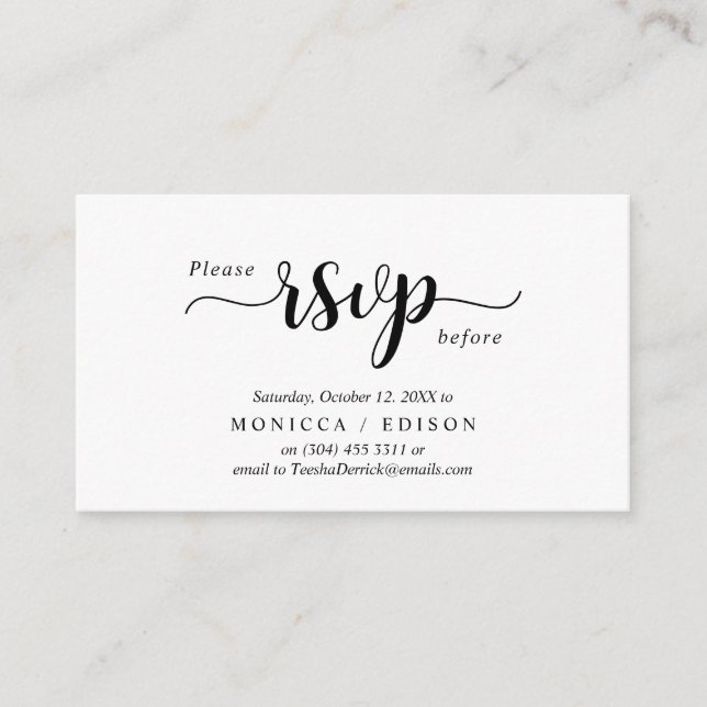 Elegant Rustic Black, Party RSVP, respond Enclosure Card (Front)