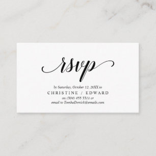 Elegant Rustic, Black Script, RSVP respond Enclosure Card