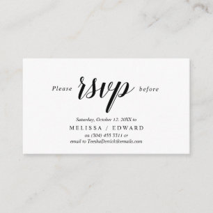 Elegant Rustic, Black Script, RSVP respond, Reply Enclosure Card