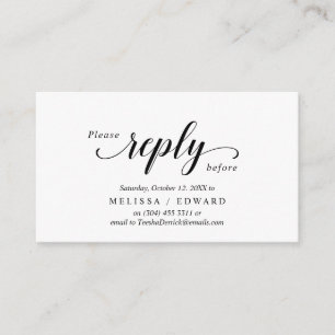 Elegant Rustic, Black Script, RSVP respond, Reply Enclosure Card