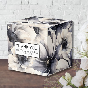 Elegant Rustic Black White Floral Wedding Favor Box