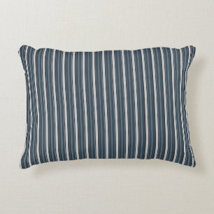 Elegant Rustic Blue Grey French Ticking Stripe  Accent Pillow