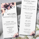 Elegant Rustic Boho Blush Pink Floral Wedding Program<br><div class="desc">Cute and simple modern boho pink, black and white flower wedding design. A classic but whimsical look with pink, black, grey and cream coloured flowers with black fonts and modern lettering. Edit all of the text to your own information. You can even change out the background colour to anything you...</div>