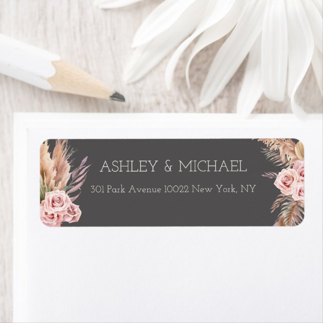 Elegant Rustic Boho Floral Botanical Wedding Label (Insitu)