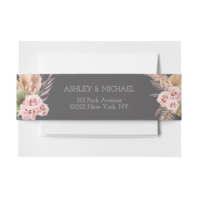 Elegant Rustic Boho Floral Botaniqe Wedding Invita Invitation Belly Band (Front Example)