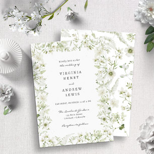 Elegant Rustic Boho Greenery Wedding Invitation