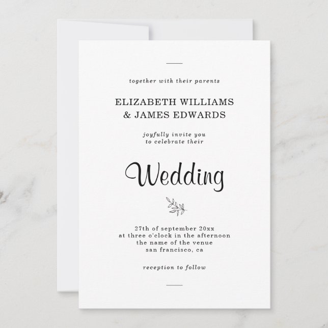 Elegant Rustic Boho Wedding Invitation (Front)