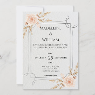 Elegant Rustic Boho Wildflowers Wedding Invitation