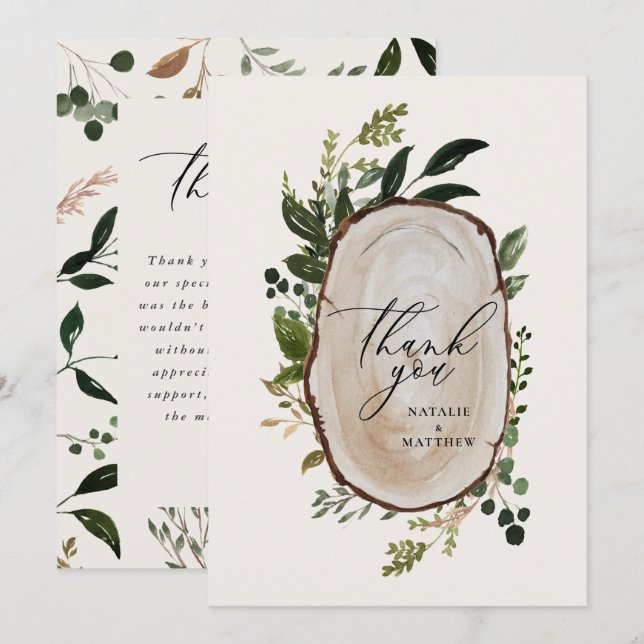 Elegant Rustic Botanical Greenery Thank You chic (Front/Back)