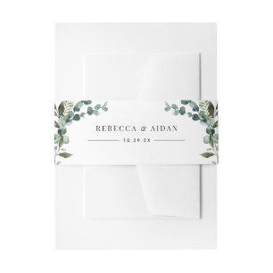 Elegant Rustic Botanical Greenery Wedding Invitation Belly Band