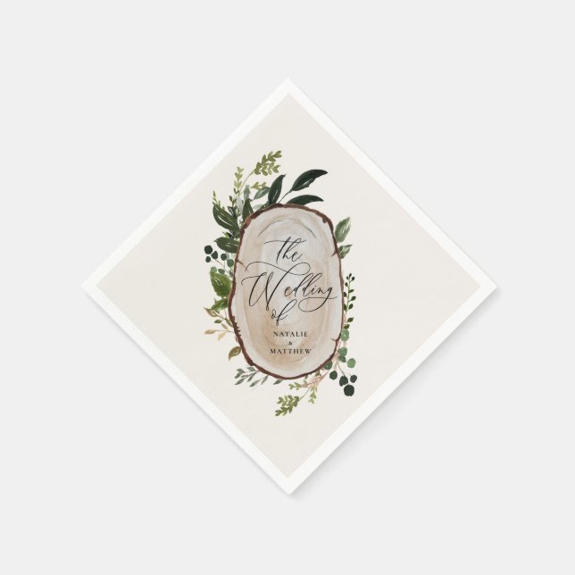Elegant Rustic Botanical Greenery wedding party Napkin (Corner)
