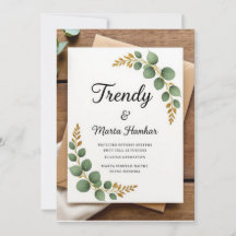 Elegant Rustic Botanical Wedding Invitation