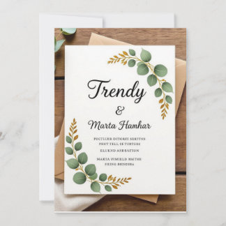 Elegant Rustic Botanical Wedding Invitation
