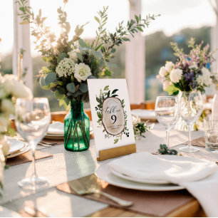 Elegant Rustic Botanical wedding table number Ped