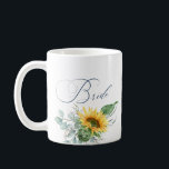 Elegant Rustic Bride Sunflower Eucalyptus Floral Coffee Mug<br><div class="desc">Elegant Rustic Bride Sunflower Eucalyptus Wedding Coffee Mug
Every bridal party needs coffee! Treat your tribe to this elegant,  rustic sunflower mug and make them feel extra special.


artwork/graphics by ReachDreams.etsy.com</div>