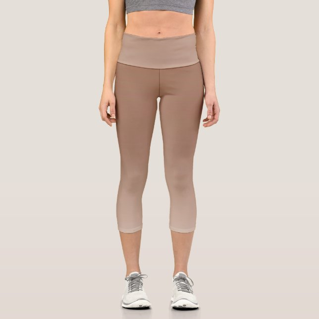 Elegant Rustic Bronze High Waisted Capri  Leggings (Front)