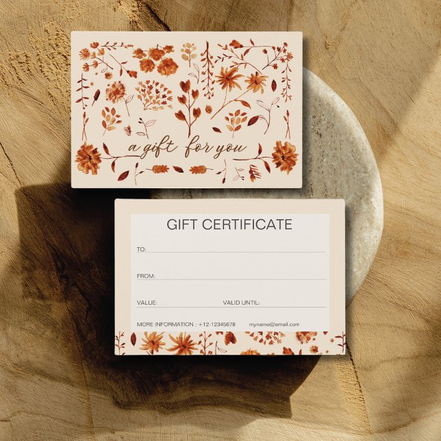 Elegant Rustic Brown Fall Floral Gift Card   (Creator Uploaded)