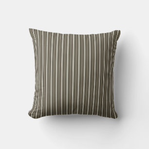 Elegant Rustic Brown French Ticking Stripe  Throw Pillow