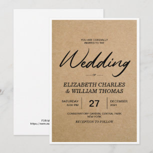 Elegant Rustic Brown Paper Wedding Invitation