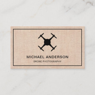 Elegant Rustic Burlap Modern Drone Photography Business Card