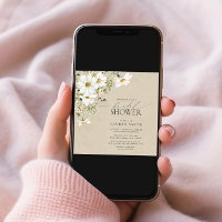 Elegant Rustic CalliWatercolor Daisy Bridal Shower