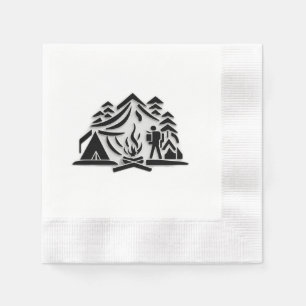 Elegant & Rustic Camping Logo Icon Campsite Napkin