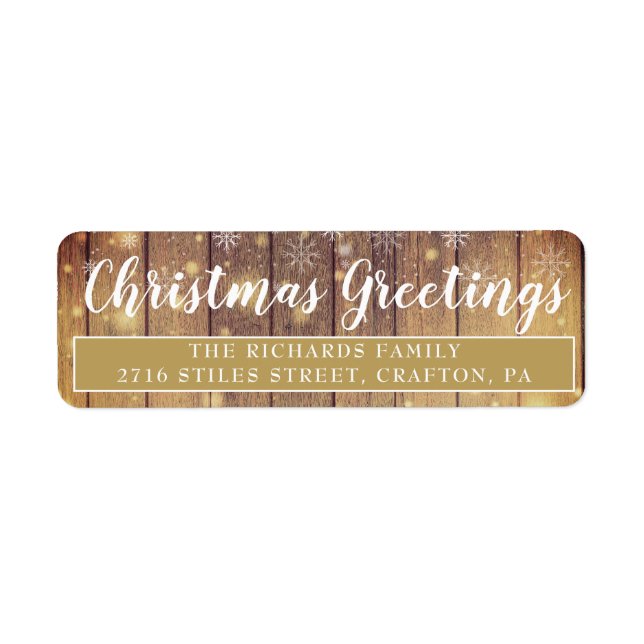 Elegant Rustic Christmas Greetings Return Address (Front)