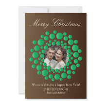 Elegant Rustic Christmas Wreath Photo Flat Card