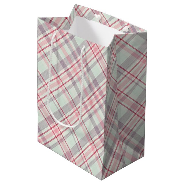 Elegant Rustic Classy Plaid Pattern Medium Gift Bag (Front Angled)