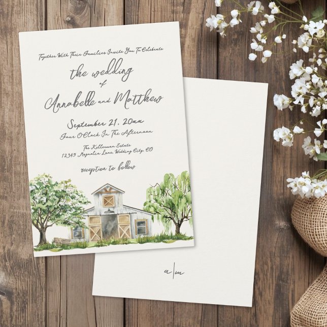 Elegant Rustic Country Barn Wedding Invitation (Elegant Rustic Country Barn Wedding Invitation)