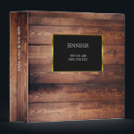Elegant Rustic dark wood gold frame personalized Binder<br><div class="desc">Rustic dark wood binder for your most beautiful photos,  delicious recipes,  or... 
Personalized binder,  you can add your own name and text.</div>