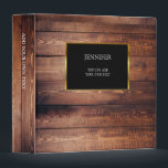 Elegant Rustic dark wood gold frame personalized Binder<br><div class="desc">Rustic dark wood binder for your most beautiful photos,  delicious recipes,  or... 
Personalized binder,  you can add your own name and text.</div>