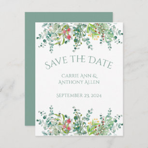 Elegant Rustic Eucalyptus Floral Save the Date