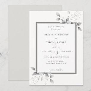 Elegant Rustic Eucalyptus Frame Winter Wedding Invitation